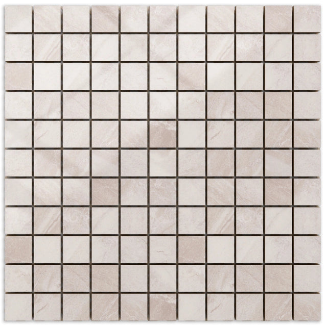 Mosaik aus Gres auf Netz für Bad oder Küche 30 cm x 30 cm - Weiße Kreide