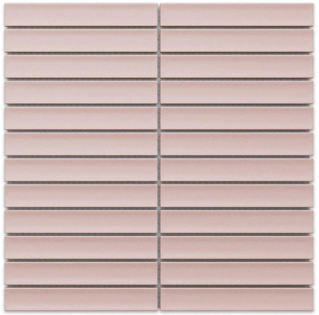 Keramikmosaik auf Netz für Bad oder Küche 29,0 cm x 29,5 cm - Mattes Pink Piano