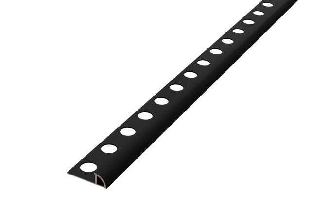 Profilo di finitura angolare in alluminio verniciato a polvere nera, opaco