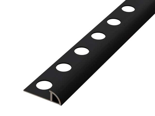 Profil de finition d'angle en aluminium peint en poudre noire, mat