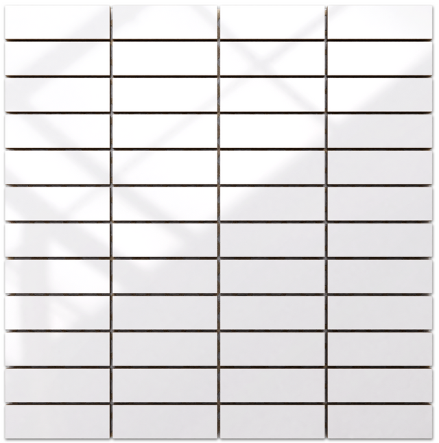 Mosaik auf Netz aus Keramik für Bad oder Küche 30 cm x 29,8 cm - Regular white brick