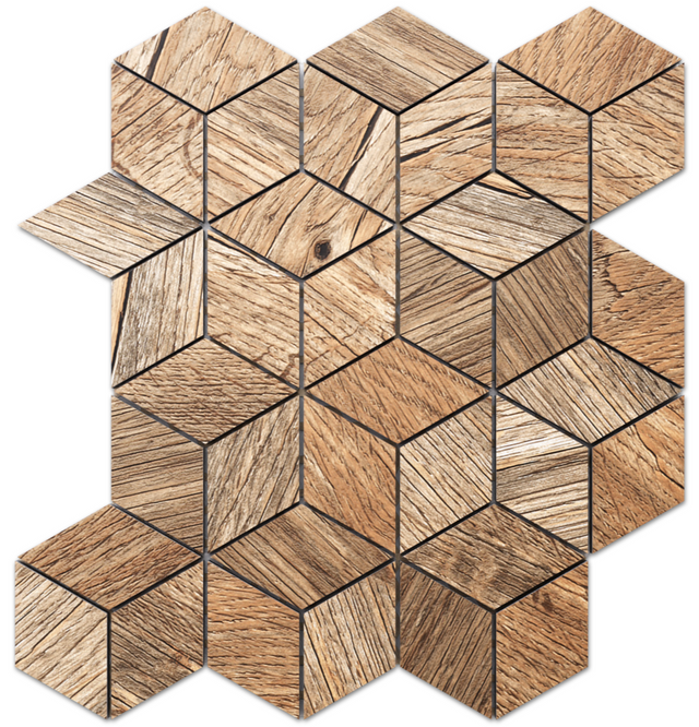 Mosaic in gres on mesh for bathroom or kitchen 30.5 cm x 26.5 cm - Wood panic