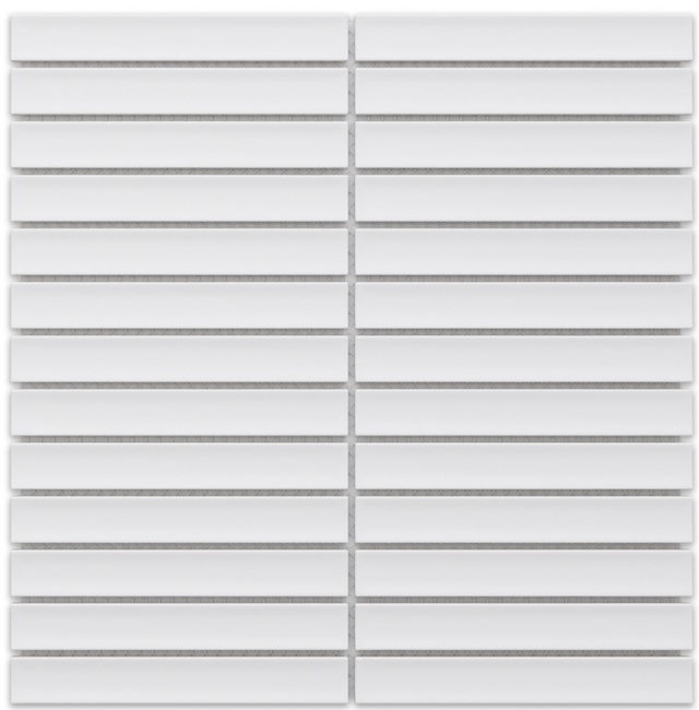 Ceramic mesh mosaic for bathroom or kitchen 30 cm x 29.5 cm - Matt white flat