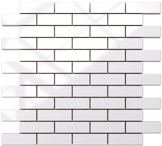 Mosaico en red de cerámica para baño o cocina 30 cm x 30 cm - White brick