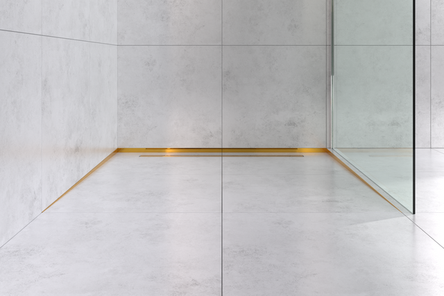 Profil de douche LC à poser au sol, frontal, or brillant