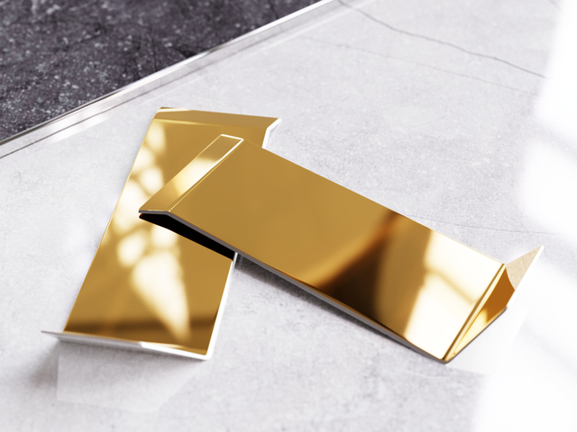 Skirting Board F and accessories in steel 270 cm - Glossy Gold