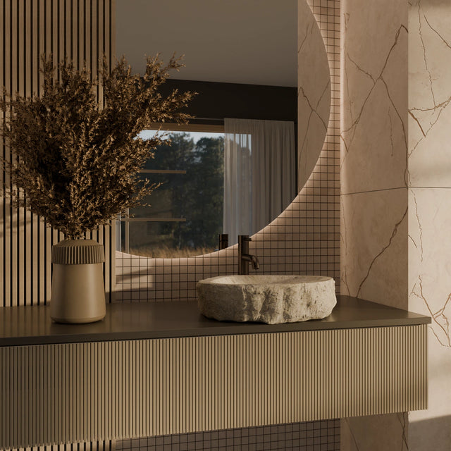 Mosaik aus Gres auf Netz für Bad oder Küche 30 cm x 30 cm - Weiße Kreide