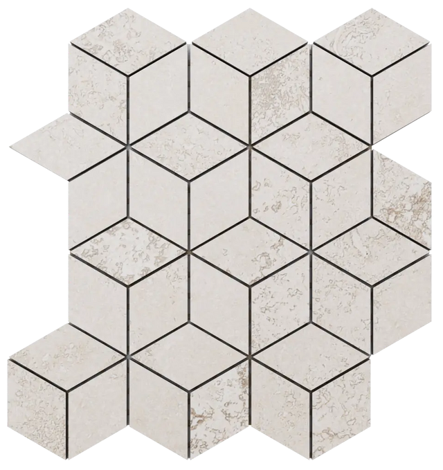 Mosaic on mesh in porcelain stoneware for bathroom or kitchen 30.5 cm x 26.5 cm - Maple diamond