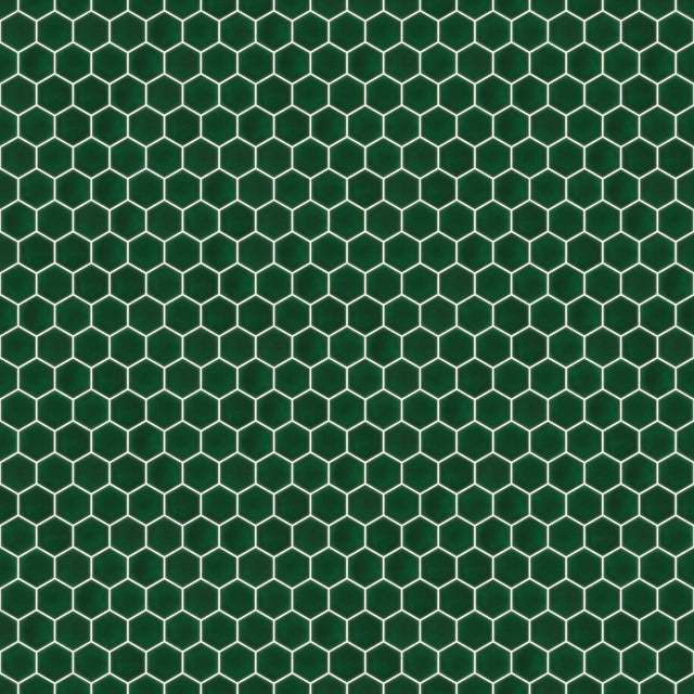 Mosaïque en céramique hexagonale sur filet pour salle de bain ou cuisine 32,3 cm x 27,7 cm - Vert profond