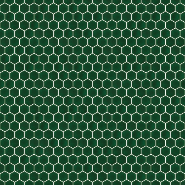 Mosaico in ceramica esagonale su rete per bagno o cucina 32.3 cm x 27.7 cm - Deep Green