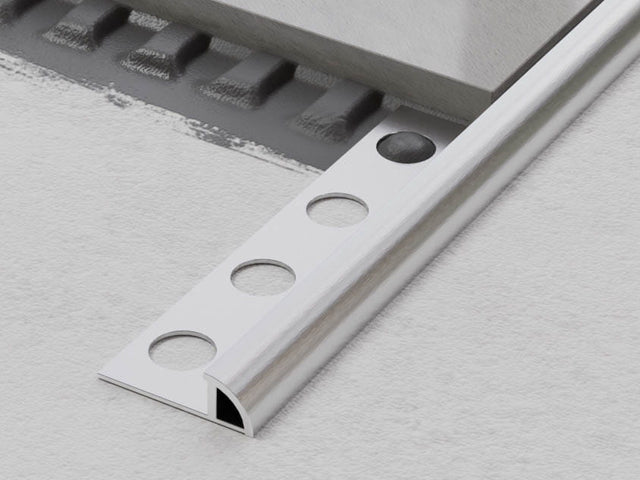 Profilo frontale ARC in alluminio anodizzato per piastrelle 1 cm x 270 cm - argento opaco liscio