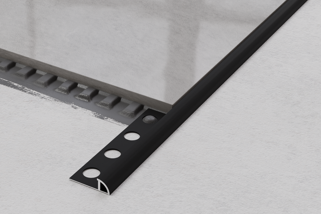 Profilo di finitura angolare in alluminio verniciato a polvere nera, opaco