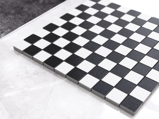 Mosaic in stoneware on mesh for bathroom or kitchen 30 cm x 30 cm - Queen's checkmate