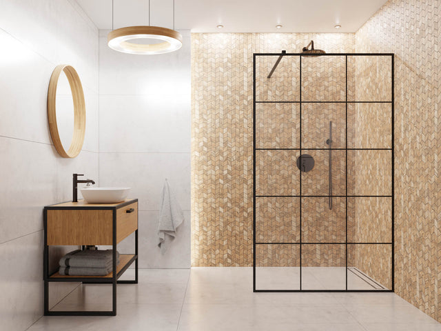 Mosaïque en grès sur filet pour salle de bain ou cuisine 26,5 cm x 30,5 cm - Brown cypress