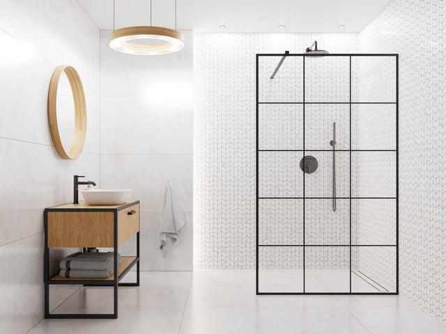 Porcelain stoneware mosaic on mesh for bathroom or kitchen 26.5 cm x 30.5 cm - White slate honed