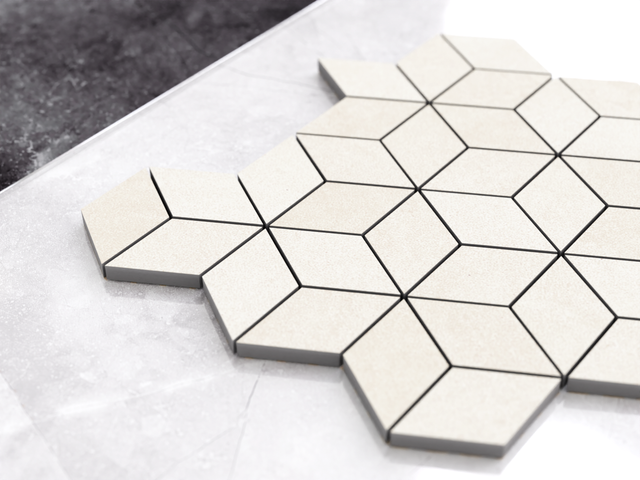 Stoneware mosaic on mesh for bathroom or kitchen 30.5 cm x 26.5 cm - Milky way