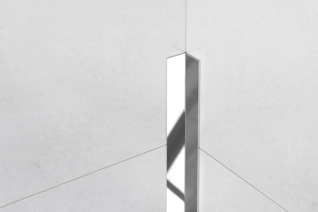 Perfil decorativo Li ángulo interno de acero inoxidable plateado brillante