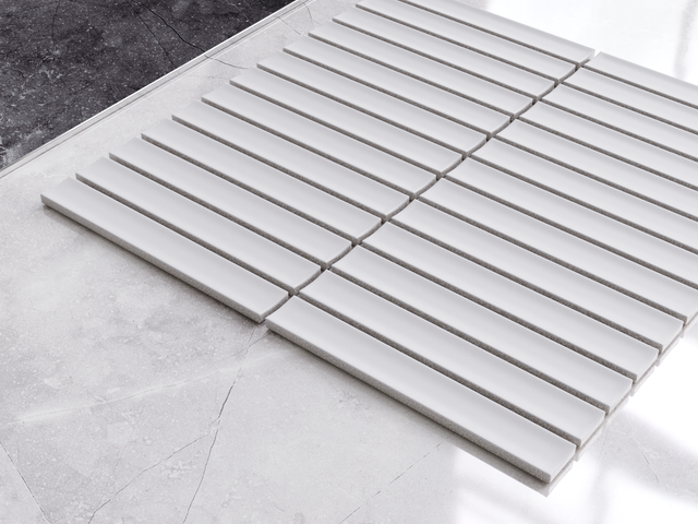 Ceramic mesh mosaic for bathroom or kitchen 30 cm x 29.5 cm - Matt white flat