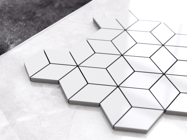 Stoneware mosaic on mesh for bathroom or kitchen 30.5 cm x 26.5 cm - Snowflake