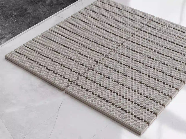 Ceramic mesh mosaic for bathroom or kitchen 29.6 cm x 30.0 cm - Wood pattern