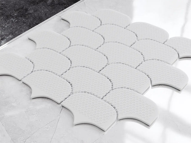 Mosaico in ceramica su rete per bagno o cucina 30.0 cm x 26.5 cm - Blue plum