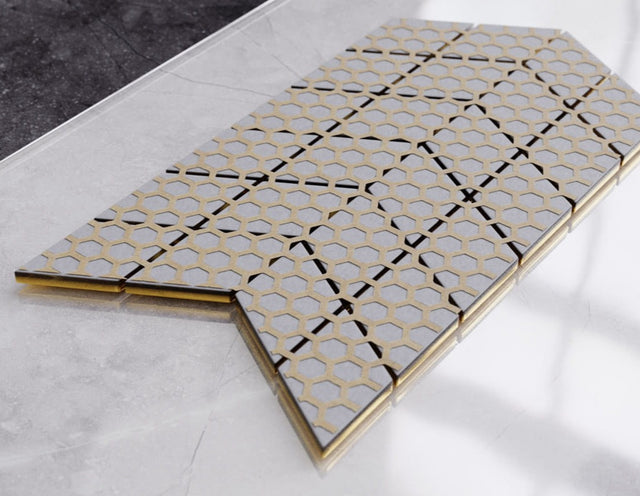 Mosaico in vetro su rete per bagno o cucina 17.2 cm x 29.8 cm - Mini totem chevron