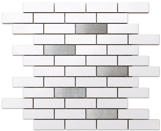 Ceramic mesh mosaic for bathroom or kitchen 29.8 cm x 30 cm - Silver mine matt