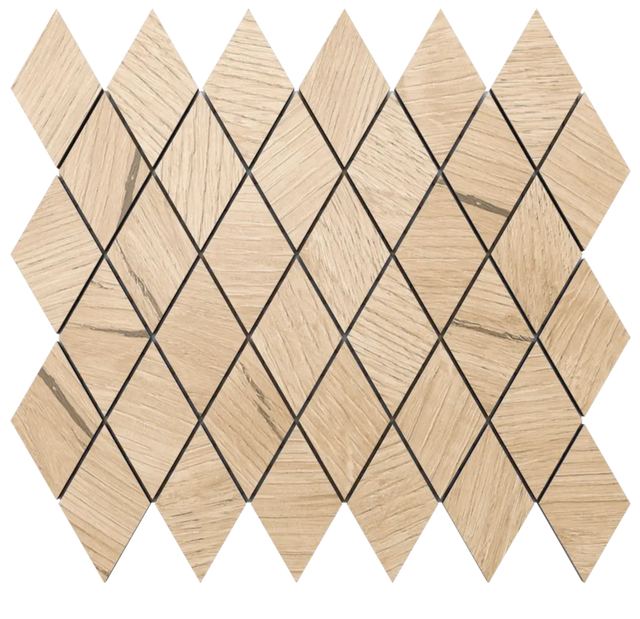 Mosaico in gres su rete per bagno o cucina 29.2 cm x 25 cm – Maple romb