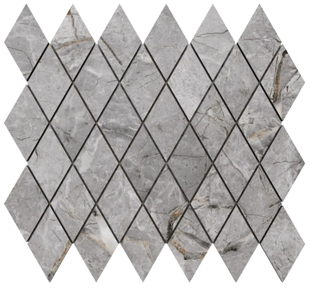 Mosaico de gres en red para baño o cocina 29.2 cm x 25 cm – mármol Carrara rombo