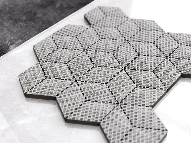 Stoneware mosaic on mesh for bathroom or kitchen 30.5 cm x 26.5 cm - Dark side