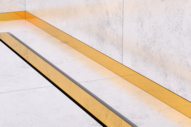 Profil de douche LC à poser au sol, frontal, or brillant