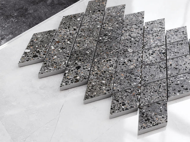 Mosaico de gres en red para baño o cocina 29.2 cm x 25 cm – mármol Carrara rombo