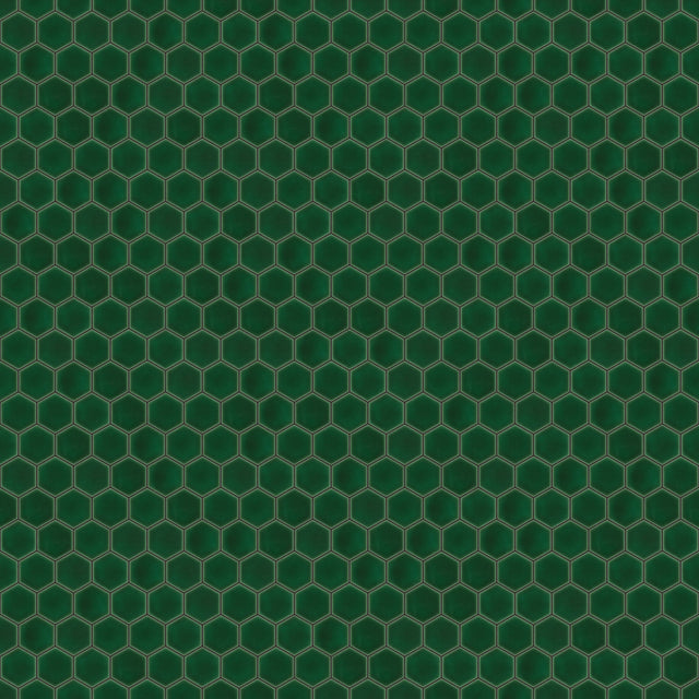 Mosaïque en céramique hexagonale sur filet pour salle de bain ou cuisine 32,3 cm x 27,7 cm - Vert profond