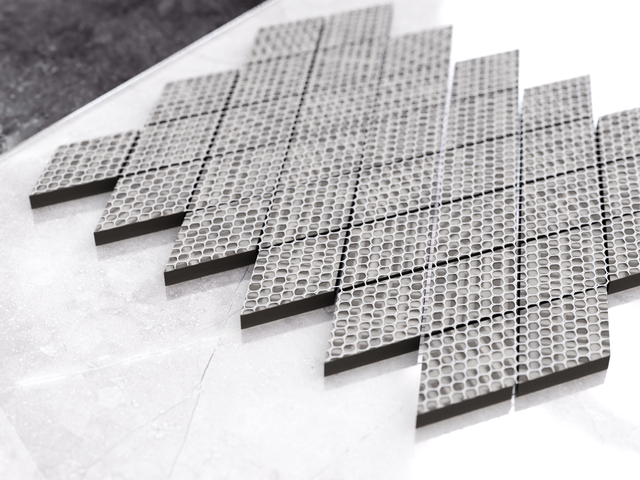 Mosaico in gres su rete per bagno o cucina 29.2 cm x 25 cm – Black romb