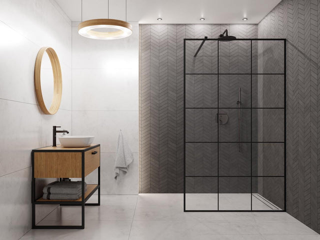 Mosaico in gres su rete per bagno o cucina 24.6 cm x 25.2 cm - Black matt spruce