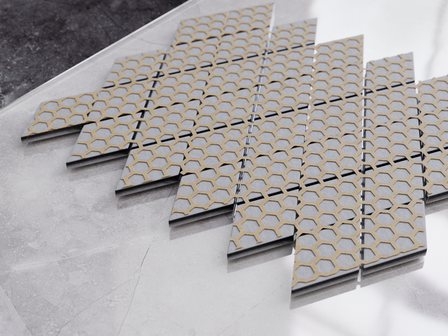 Mosaico in vetro su rete per bagno o cucina 26.5 cm x 30.5 cm - Magic silverv romb