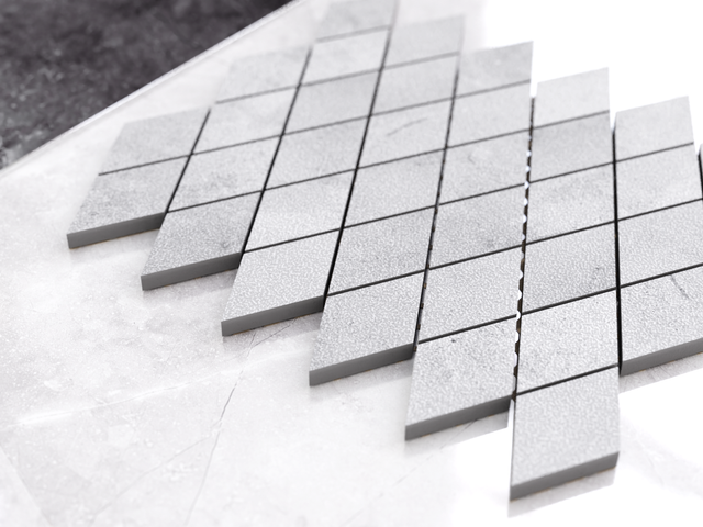 Mosaic in stoneware on mesh for bathroom or kitchen 29.2 cm x 25 cm - Broken rhombus