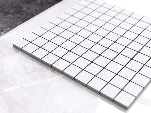 Mosaïque en grès sur filet pour salle de bain ou cuisine 30 cm x 30 cm - Craie blanche