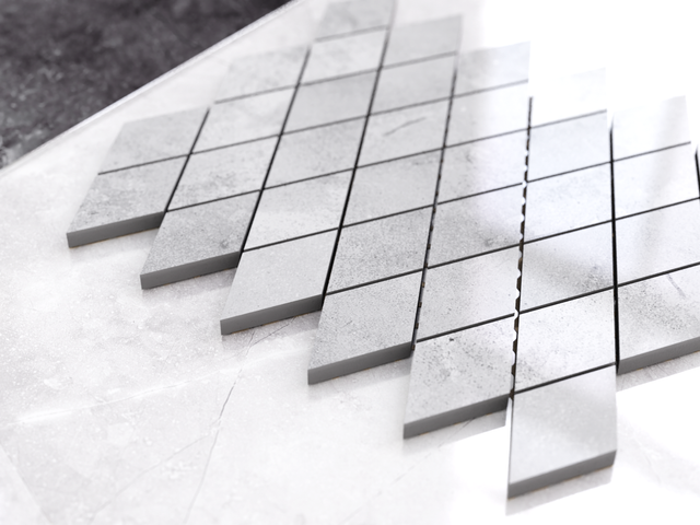 Porcelain stoneware mosaic on mesh for bathroom or kitchen 29.2 cm x 25 cm – Stone rhombus