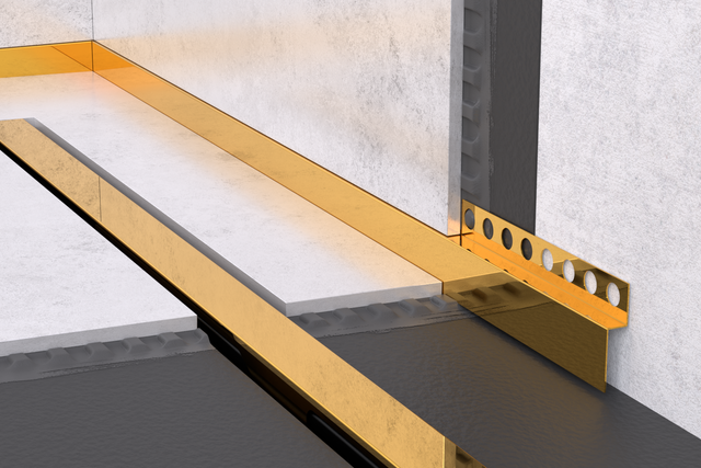 Profil de douche LC à poser au sol, frontal, or brillant