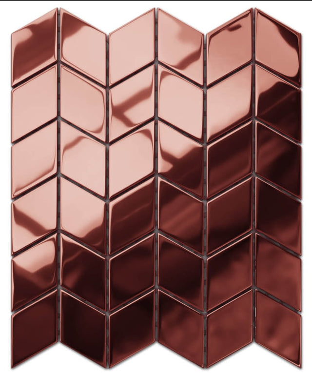 Mosaïque en verre sur filet pour salle de bain ou cuisine 26,5 cm x 30,5 cm - Magic copper chevron