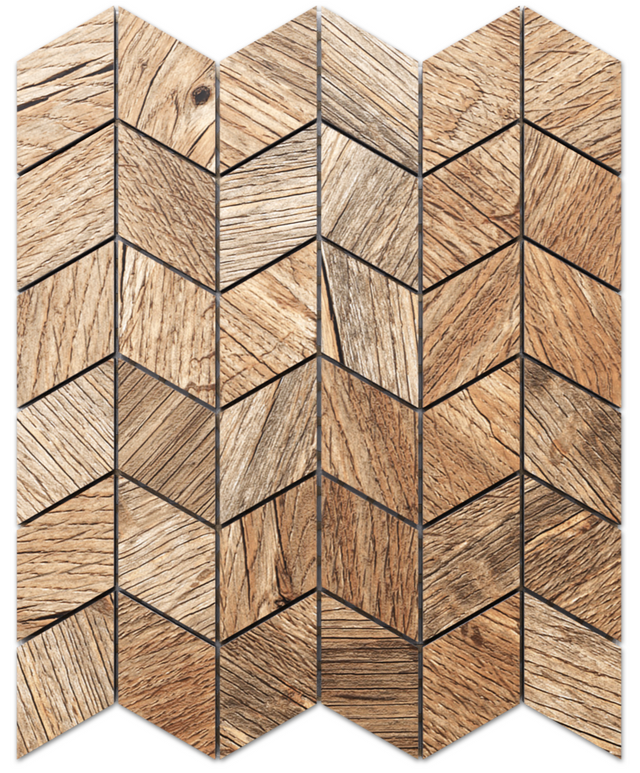 Mosaïque en grès sur filet pour salle de bain ou cuisine 26,5 cm x 30,5 cm - Brown cypress