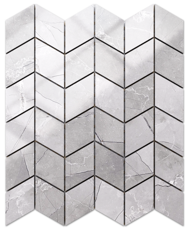 Mosaïque en grès sur filet pour salle de bain ou cuisine 26,5 x 30,5 cm - Ardoise cassée