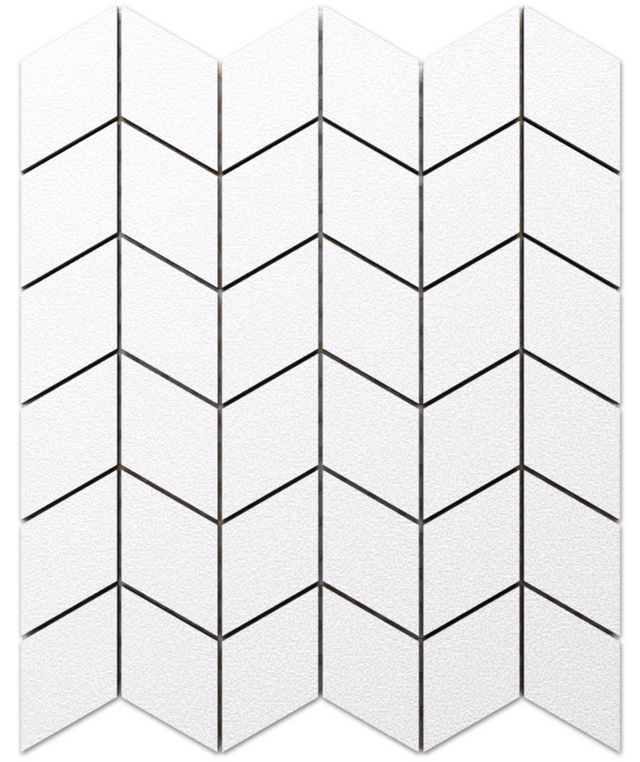 Mosaïque en grès sur filet pour salle de bain ou cuisine 26,5 cm x 30,5 cm - Alaska chevron poli
