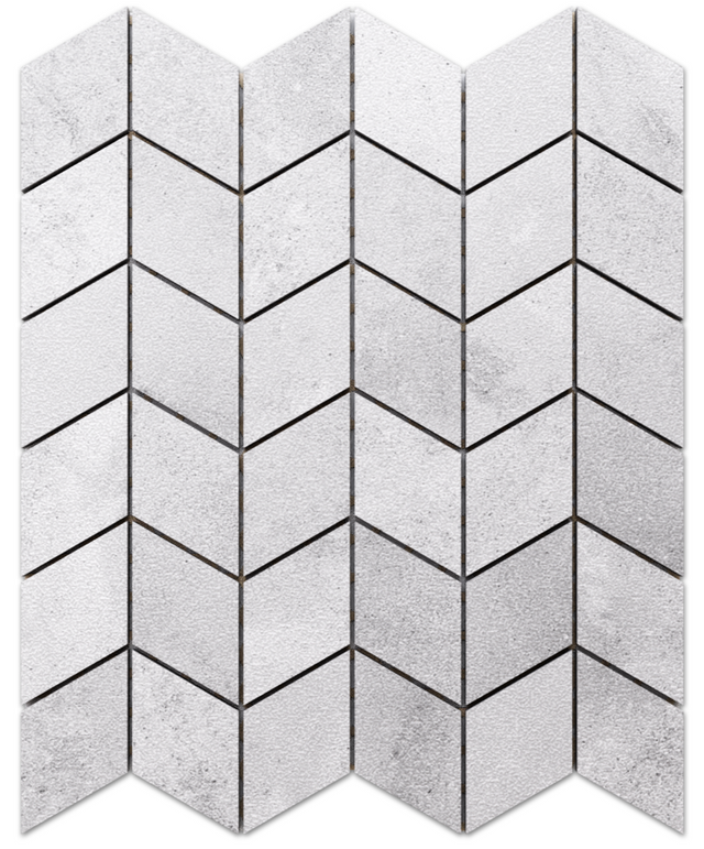 Mosaïque en grès sur filet pour salle de bain ou cuisine 26,5 cm x 30,5 cm - Grey sky sugar chevron