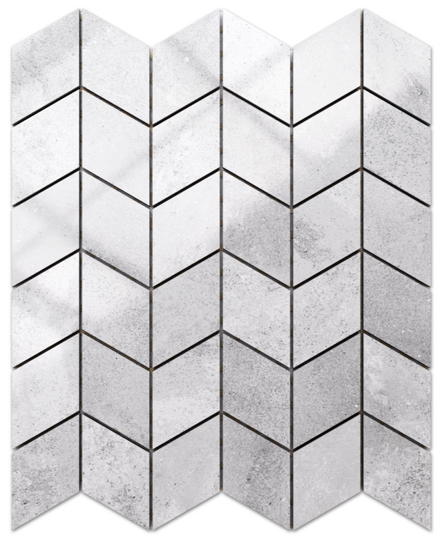 Mosaïque en grès sur filet pour salle de bain ou cuisine 26,5 cm x 30,5 cm - Grey poler shevron