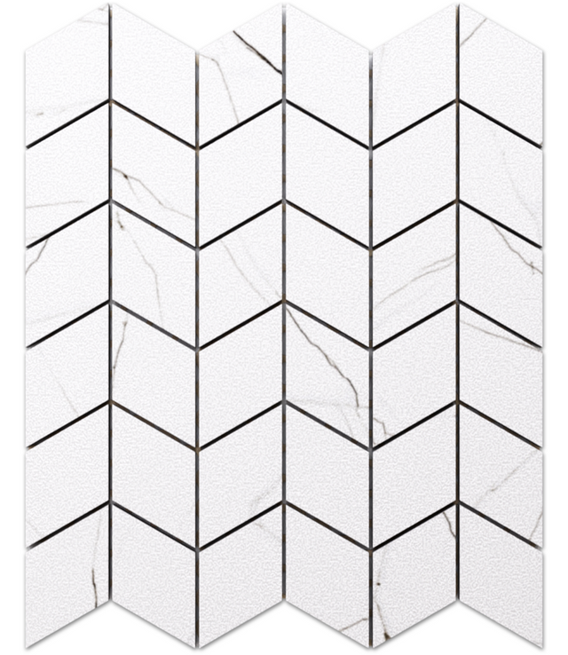 Mosaïque en grès sur filet pour salle de bain ou cuisine 26,5 cm x 30,5 cm - Ardoise blanche lappée