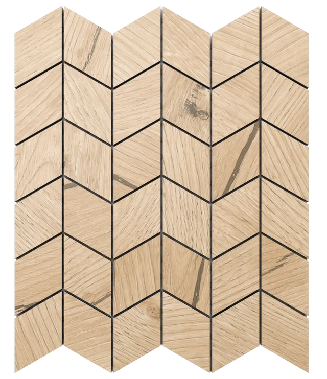 Mosaïque en grès sur filet pour salle de bain ou cuisine 29,0 cm x 25,2 cm - Chevron érable