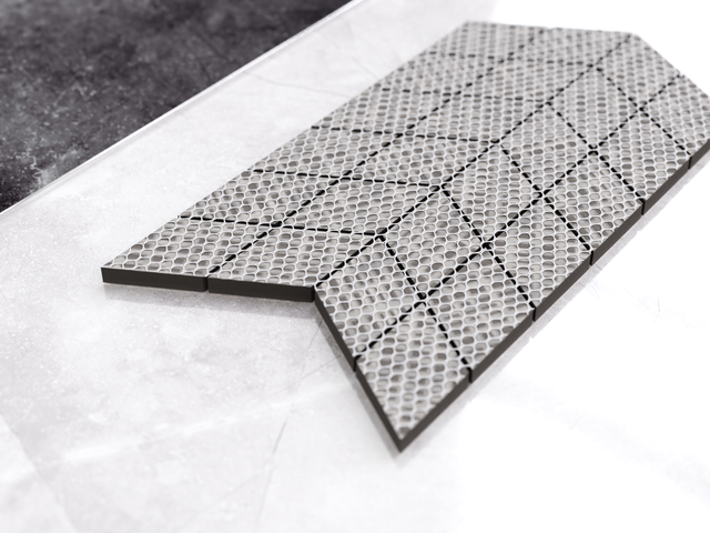 Porcelain mosaic on mesh for bathroom or kitchen 17.2 cm x 29.8 cm - Black arrow