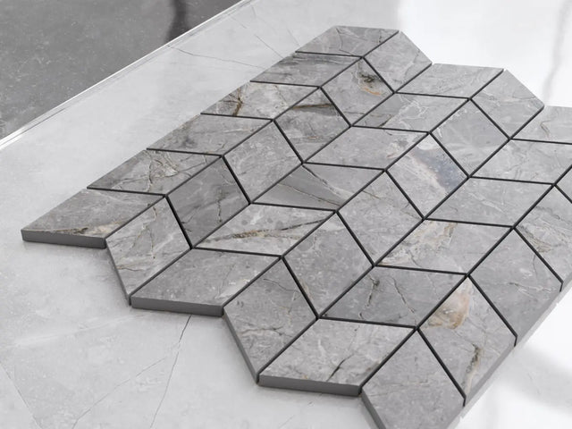 Mosaïque en grès sur filet pour salle de bain ou cuisine 26,5 cm x 30,5 cm - Ardoise blanche